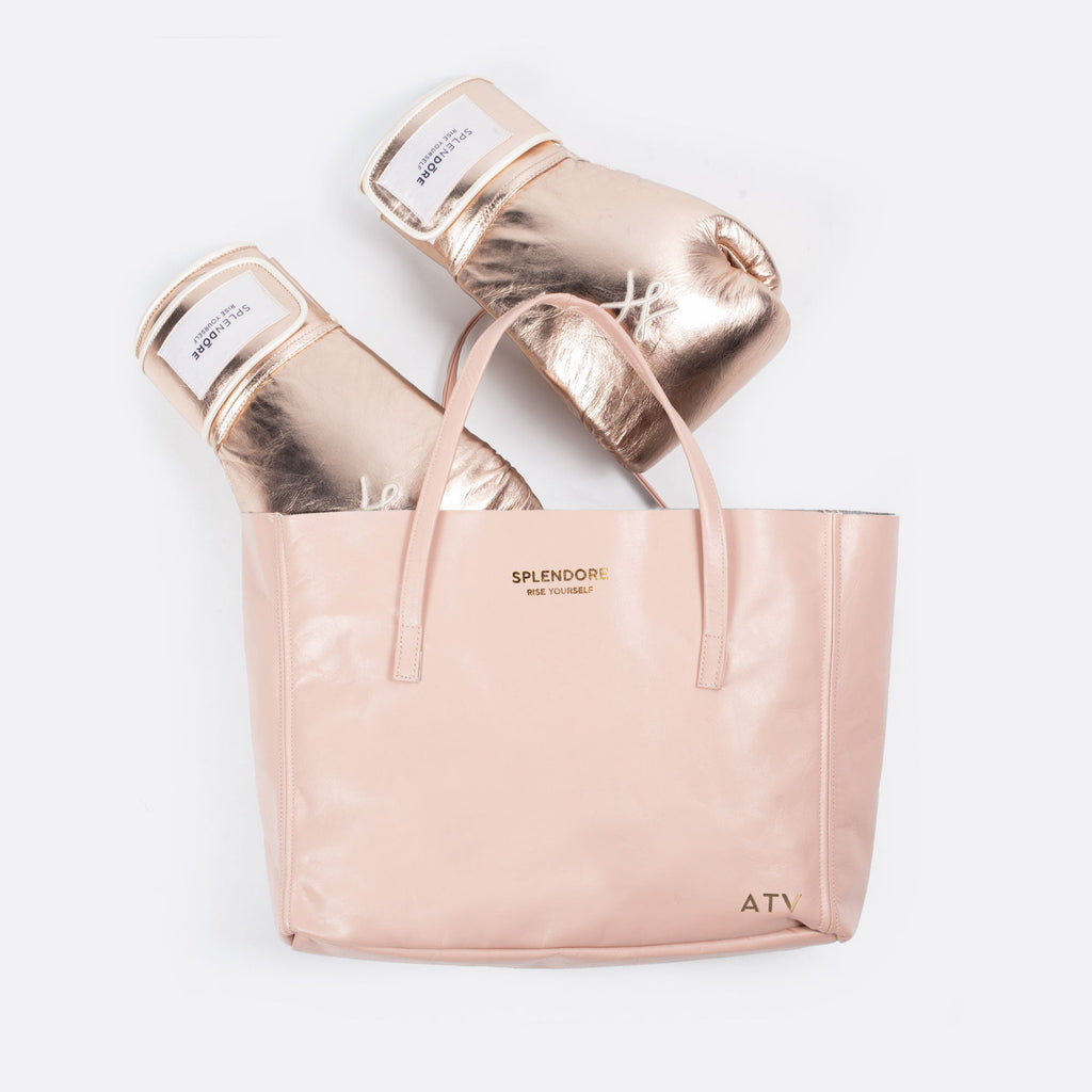 gold pink boxing gloves